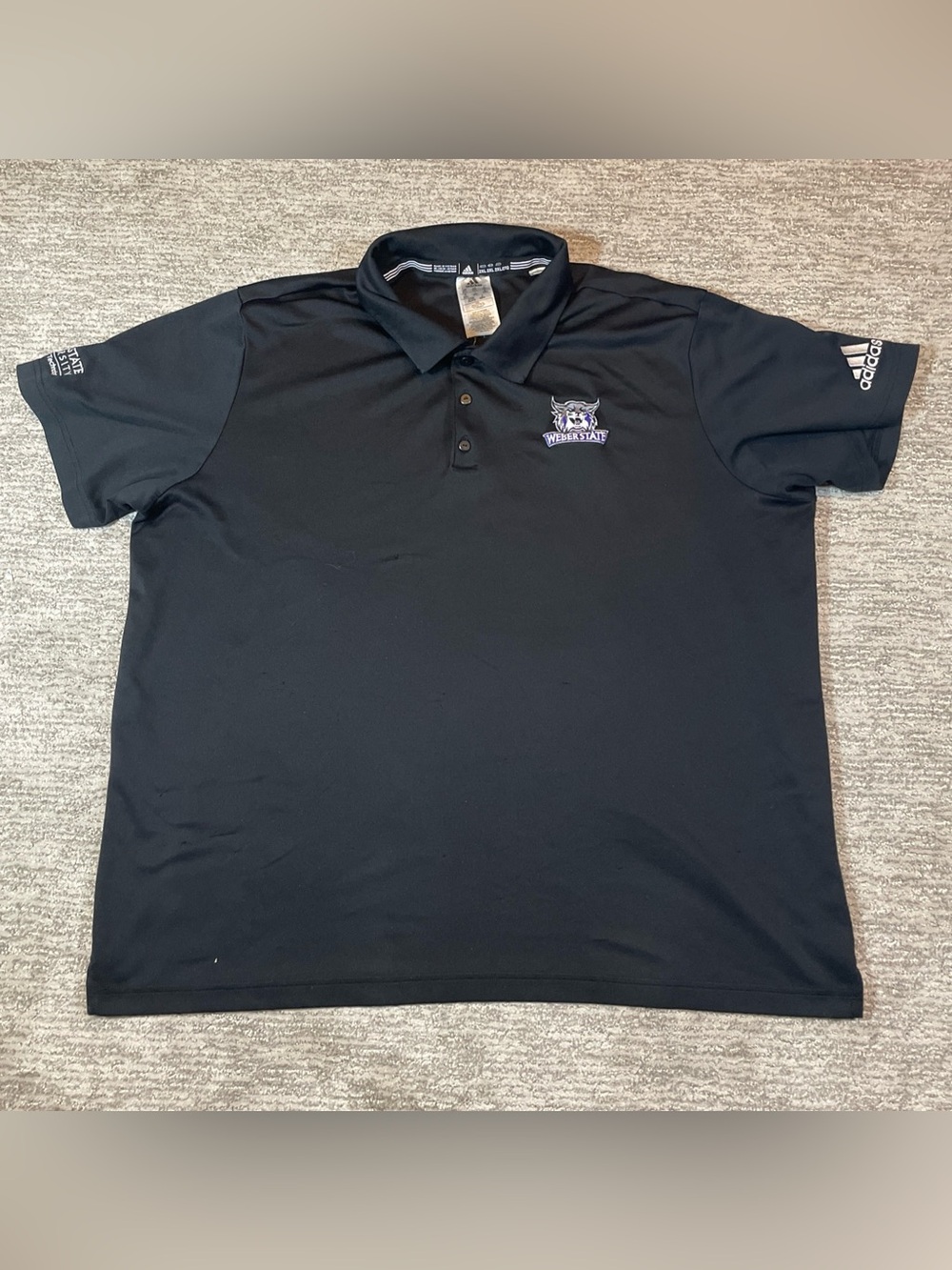 Adidas Weber State Wildcats Polo Shirt Black Embroidered Mens XXL Short Sleeve